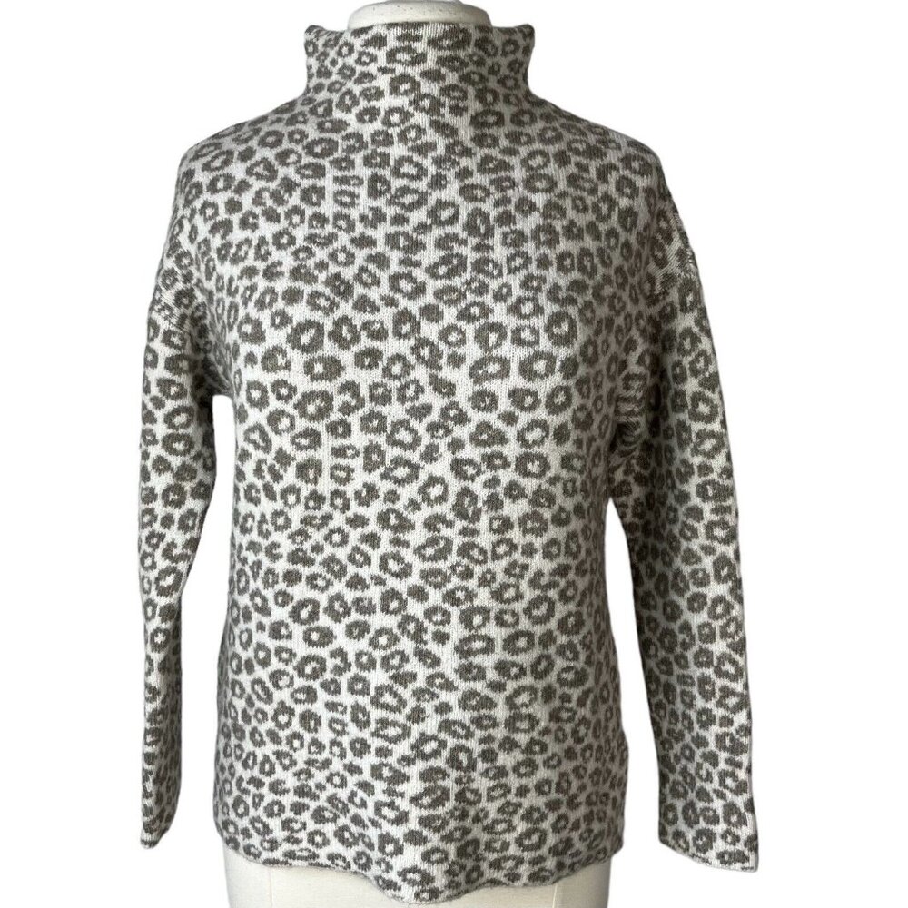 Christian Siriano NY Turtleneck Sweater Womens Small‎ Gray White Wool Blend